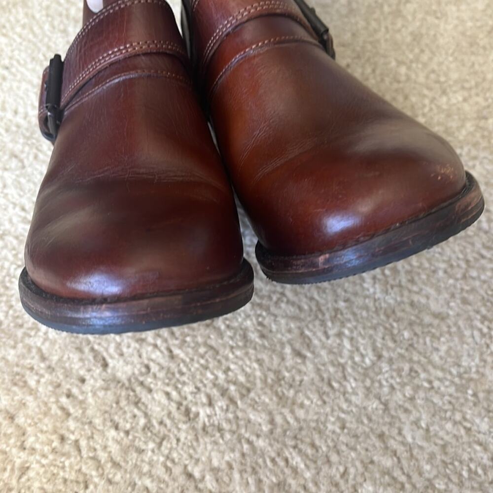 Patricia Nash Lombardy Brown Leather Buckle Chunky Heel Mid Western Cowgirl Boot - Picture 11 of 15